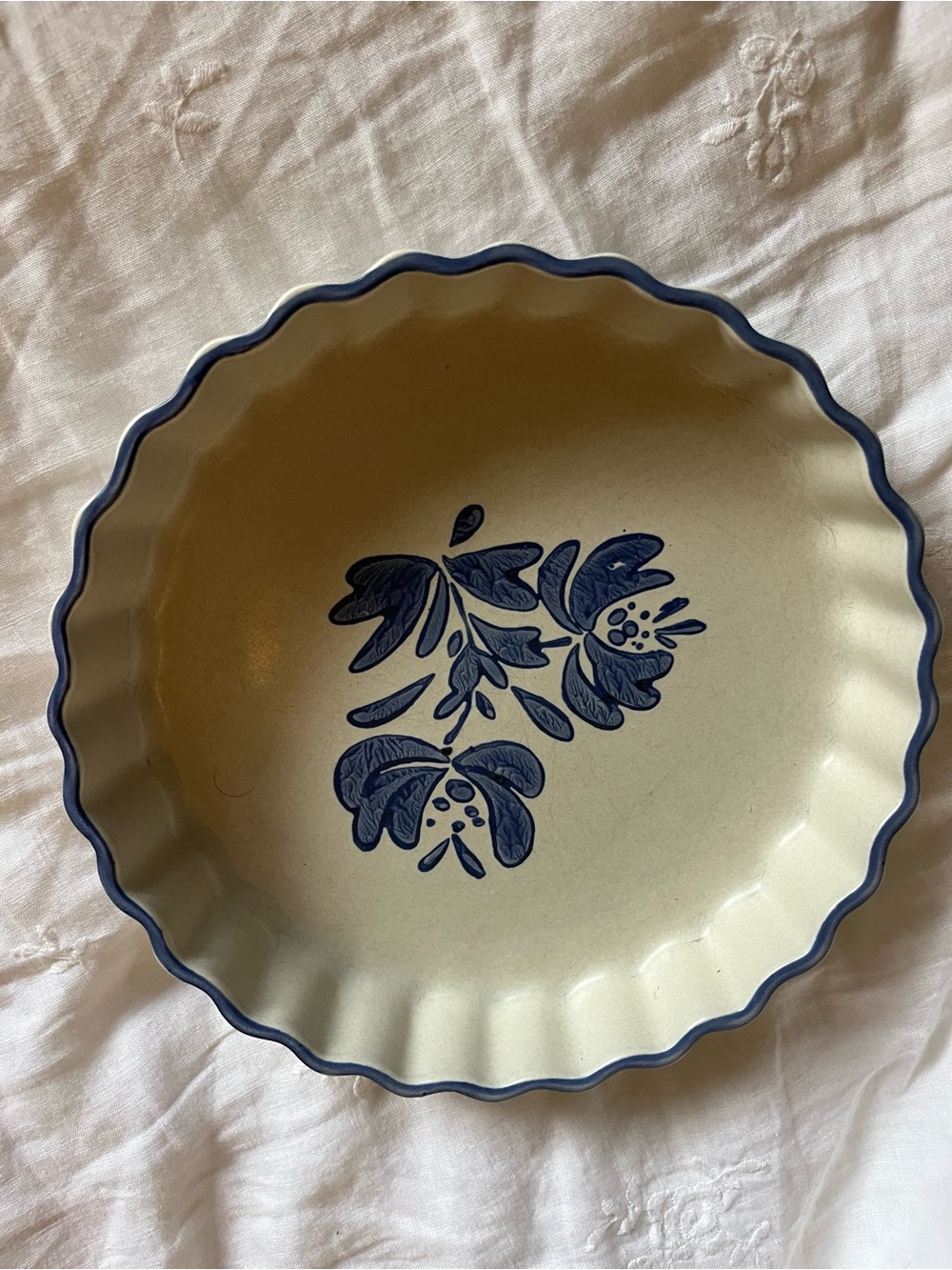 Pfaltzgraff Blue Floral Ceramic 9 inch quiche dish